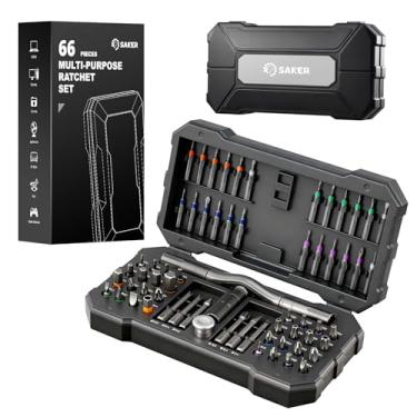 Imagem de Saker Conjunto de chaves de fenda magnéticas 66 em 1, kit de chave de fenda portátil com alça removível para eletrônicos, computadores, móveis, bicicletas, bricolage, presentes