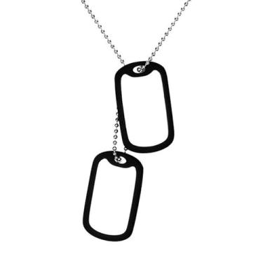 Imagem de Colar Masculino Militar Aço Inoxidável 60cm – Corrente Bolinha + Pingente Militar Emborrachado Para Gravação