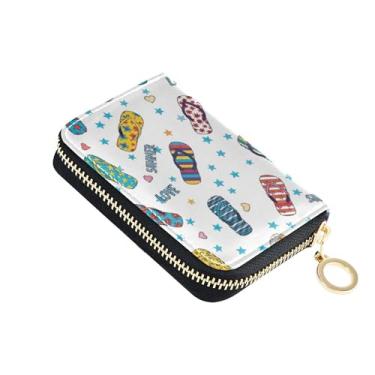 Imagem de GAIGEO Carteiras femininas divertidas de couro com bloqueio de RFID para cartões de crédito chinelos coloridos bolsa de moedas de verão com zíper