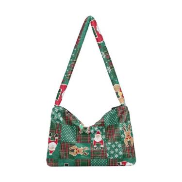 Imagem de Bolsas de ombro femininas verdes natalinas, bolsa de pelúcia Undersrm, bolsa de ombro feminina, Verde Natal, One Size
