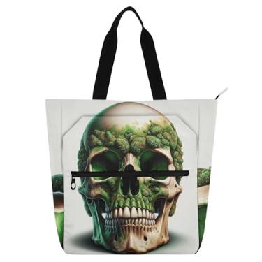 Imagem de GAIGEO Bolsa de trabalho feminina com caveira tingida de maconha, bolsa de trabalho feminina, bolsa escolar universitária, presente para amantes de livros