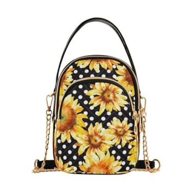 Imagem de Bolsa tiracolo feminina de outono para designers, bolsa de ombro transversal, bolsas transversais elegantes para viagens, Girassol de bolinhas, One Size