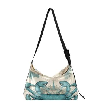 Imagem de GAIGEO Bolsa de ombro de couro para futebol e futebol, bolsas de ombro femininas, bolsa transversal grande, Textura de madeira antiga vintage caranguejo coral, One Size