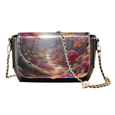 Imagem de GAIGEO Bolsas transversais abstratas roxas e brancas para mulheres, bolsas de ombro femininas, bolsas de ombro de couro transversal, Rododendros e bagas em uma madeira - 1, One Size