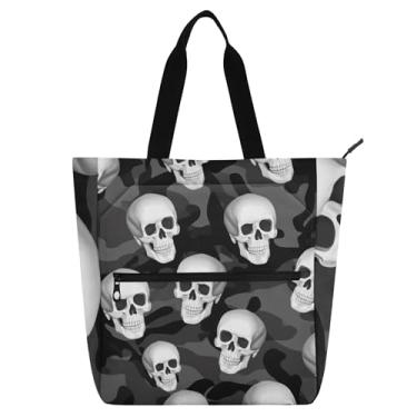 Imagem de Bolsa feminina cinza escuro camuflada preta caveiras de trabalho para faculdade bolsa escolar bolsas infantis lindas bolsas para amantes de livros presentes