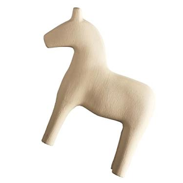 Imagem de Phefop Estatueta de Cavalo Em Branco Inacabada Estatueta de Cavalo de Madeira, de Em Branco Inacabada Estátua de Artesanato Sueco Vintage para Escritório Familiar Pintura de Mesa Brinquedo Armário (L)