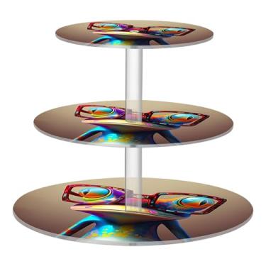 Imagem de Taças coloridas de sapo para festa de chá e cupcake, 3 camadas, exibição de torre de bolo, lindos suportes de sobremesa, decorações de mesa para festa de casamento