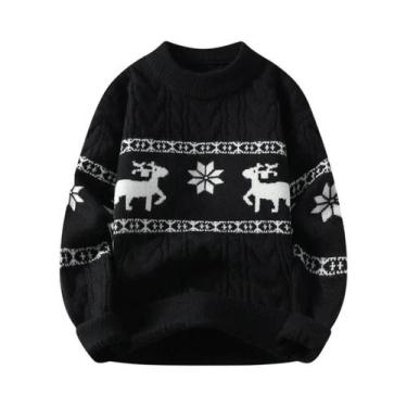 Imagem de Suéter Masculino De Cashmere Para Inverno, Grosso E Quente, Estampa De