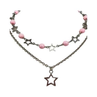 Imagem de Colar Elegante Y2K Com Pentagrama E Pérolas Em Camadas 2 Peças Acessór