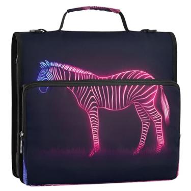Imagem de Bolsos para fichário de 3 anéis pretos de zebra neon com zíper para material escolar