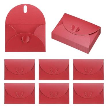 Imagem de PATIKIL Envelopes de mini cartões de 10 x 7 cm, 20 peças de porta-envelopes fofos com fecho de coração para aniversários, casamentos, lembrancinhas, cartões de felicitações, vinho, vermelho