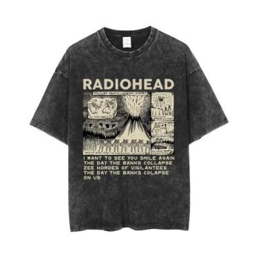 Imagem de Camiseta Unissex Oversized De Algodão Lavado Com Estampa Da Banda De R