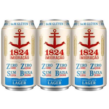 Imagem de Kit 3 Cerveja Imigração 1824 Lager Zero Carbo Lata 350ml Zero Glúten