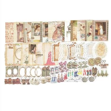 Imagem de 100 peças vintage de materiais para scrapbooking, pacote efêmero, para junk journal, agendas, agendas, papel de decoupage, scrapbook, adesivos estéticos, colagem, álbum de artesanato (romance)