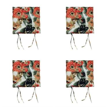 Imagem de Kit 4 Almofadas Futon para Cadeira 40x40 cm Confortáveis e Decorativas - Assento Macio para Sala e Cozinha (Color 7)