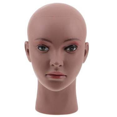 Imagem de FRCOLOR Cabeça de Manequim de Peruca: Cabeça de Manequim Feminina Careca Realista - Modelo Feminino Preto de Pvc para Cabeleireiro, Maquiagem, Cosmetologia, Exibição de Óculos