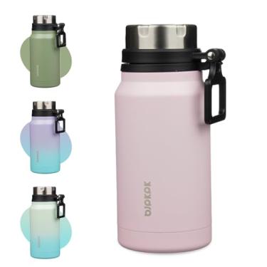Imagem de BJPKPK Garrafa de água isolada de 680 g com alça de aço inoxidável livre de BPA garrafa de água reutilizável grande, rosa