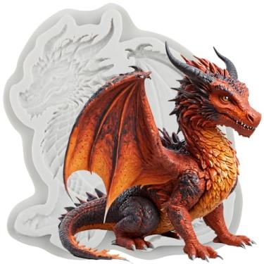 Imagem de MYPRACS Moldes de fondant de silicone dragão para decoração de bolo de açúcar topo de cupcake pasta de goma de chocolate argila de polímero