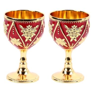 Imagem de GLOGLOW Copo de Vinho, Design Elegante e Requintado Com Padrão de Flor Rosa 3D, Material de Liga de Zinco Premium, Recipiente Decorativo para Beber para Casa, Reunião Social, Presente de (Ouro