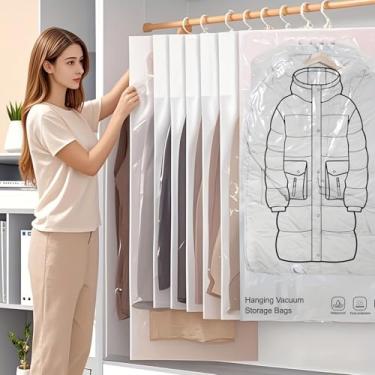 Imagem de Sacos seladores de armazenamento a vácuo pendurados para roupas, ternos e jaquetas, organizadores de armário, viagens - 1 grande 1 pequeno