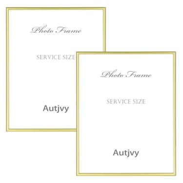 Imagem de Autjvy 20 x 25 porta-retratos para pôster, conjunto de 20 x 25,4 cm, moldura dourada moderna para galeria de metal fino com vidro real, tela para mesa e parede, pacote com 2