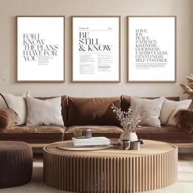 Imagem de BIBLSPACE Pôster de arte cristã decoração de parede cristã arte de parede de 3 peças arte de escritura sem moldura (escritura, 30 cm C x 40 cm)