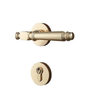 Imagem de All-Copper American Door Lock Interior Quarto Madeira Fechadura Dividida Independente da Maçaneta de Porta Esquerda e Direita Toda em Cobre Luz Luxuosa (Dourada)