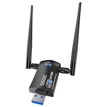 Imagem de Adaptador WiFi para PC de mesa: USB 3.0 AX1800 WiFi 6 Dongle 5Ghz/2.4Ghz Dual Band 5dBi Antenas duplas de alto ganho 802.11ax MU-MIMO Recepção de rede sem fio para laptop, suporta Windows 11/10