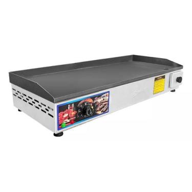 Imagem de Chapa Chapeira Eletrica 70x30 Borda Alta Lanche Porções Hamburguer Hot