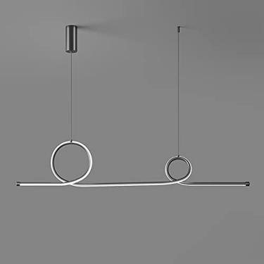 Imagem de Luminária pendente espiral linear, lustre longo de metal com cúpula de silicone branca, luminária suspensa LED moderna, luminárias de suspensão finas para sala de jantar, luminárias pendente