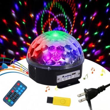Imagem de Luz LED Rotativa com Mudanças de Múltiplas Cores Ativada por Som Execução Automática Controle Remoto Duas Caixas USB Portátil para Discoteca Palco Dan