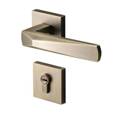 Imagem de VTGVVVTR Fechadura de porta magnética silenciosa para quarto Fechadura de porta de bronze Fechadura de porta de sala interna (fechadura silenciosa de bronze)