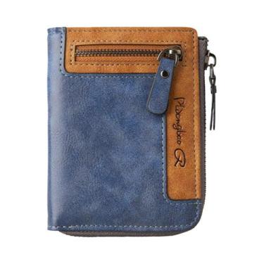Imagem de Carteira Masculina De Couro PU Curta Com Zíper, Porta-Cartões, Clipe D
