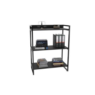 Imagem de Estante Multiuso 104cmx80cm 3 Prateleiras Kuadra Compace Preto Onix