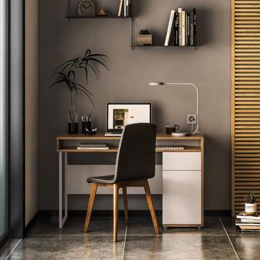 Imagem de Escrivaninha 1 Porta 1 Gaveta Chicago Elaborart Design Aveiro/branco