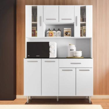 Imagem de Armário de Cozinha 8 Portas 1 Gaveta Gabi Poliman Móveis Branco