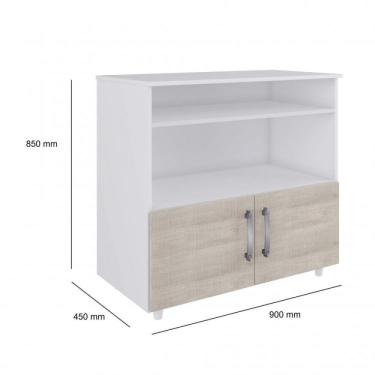 Imagem de Balcão de Cozinha Multiuso 2 Portas Móveis Percasa Branco/fresno