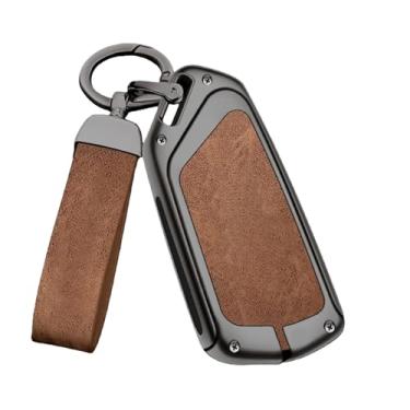 Imagem de Compatível com skoda octavia capa chave do carro 2024 2023 2022 2021 liga de couro de alta qualidade caso de controle remoto auto accessori(Gun brown)