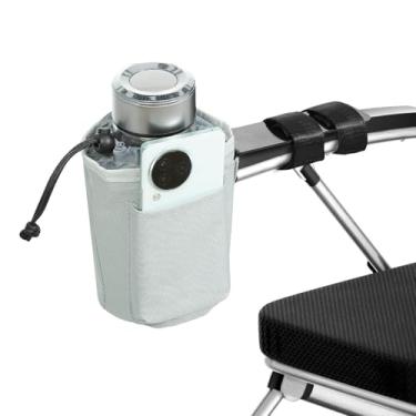 Imagem de TYYIHUA Suporte de copo e suporte de telefone para cadeira de rodas elétrica, compatível com a maioria das cadeiras de rodas elétricas, transportador de bebidas seguro e conveniente, cinza