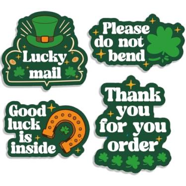 Imagem de 200 peças adesivos de trevo do dia de São Patrício para pequenas empresas, chapéu de trevo da sorte, adesivos de ferraduras irlandesas, decalques para pequenas lojas, embalagens de presente, selos de