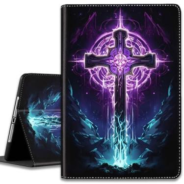 Imagem de Capa para iPad (A16) 11ª geração 11 polegadas 2025/iPad 10ª geração 10,9 polegadas 2022, capa protetora ultrafina multi-ângulo, com hibernar/despertar automático, cruz roxa