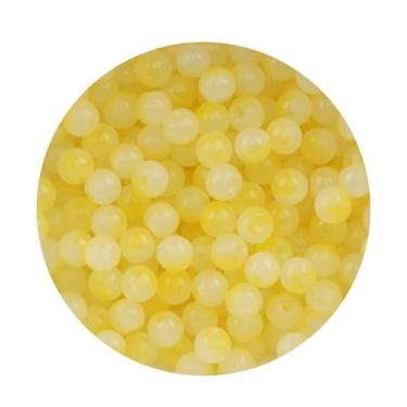 Imagem de Contas de vidro de 8 mm para fabricação de joias, 200 peças coloridas sortidas lindas contas de vidro redondas a granel para pulseira, artesanato, brincos, colar, amizade (amarelo 8 mm)