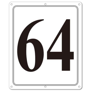 Imagem de i-CowFun Placa numerada de metal premium ao ar livre, refletiva 30,5 cm x 25,4 cm grandes placas numéricas de alumínio 64 para estacionamento, quadra de tênis, campo, armazém, corredor, edifício, doca