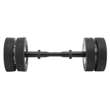 Imagem de HUIOP Pneu de Eixo de Trailer RC, Borracha Liga Alumínio 85 Mm, Cubo Roda 10 Furos, Pneu Traseiro Trailer Com Eixo Traseiro 167 Mm, para Trator 1/14