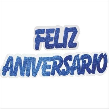 Imagem de PAINEL FELIZ ANIVERSARIO GLITTER AZUL