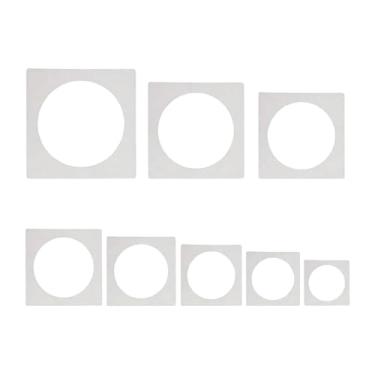 Imagem de Vaveren Conjunto de 8 estênceis geométricos para pintura, fáceis de limpar, com padrões de tinta spray, reutilizáveis ​​para madeira, parede e tela, para, Redondo
