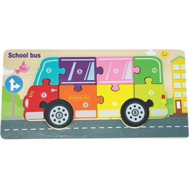 Imagem de QUEBRA-CABEÇA Madeira ônibus 1 Base com 10 Peças em MDF 3D - TK Shoppi