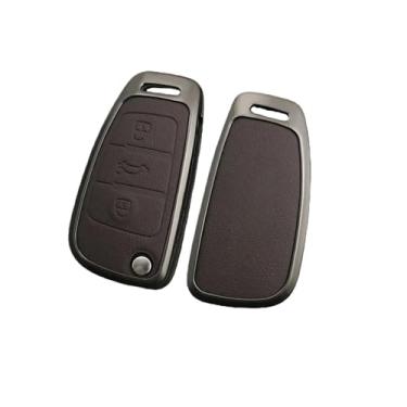 Imagem de Compatível com Audi TT TTRS 8j 8n 8s mk1 mk2 mk3 S line liga de zinco porta-chaves do carro suporte shell protetor de controle remoto acessórios para chaveiro(A-Brown)