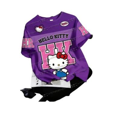 Imagem de Camiseta De Verão Estilo Hip-hop Com Estampa 3D Da Hello Kitty Para Me