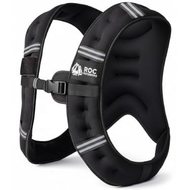 Imagem de Roc Colete pesado ao ar livre para mulheres e homens, 2,3 kg/4,5 kg/6,8 kg/9,1 kg/13,6 kg, colete de peso com faixa refletiva para treino, treinamento de força, corrida, caminhada, fitness, musculação